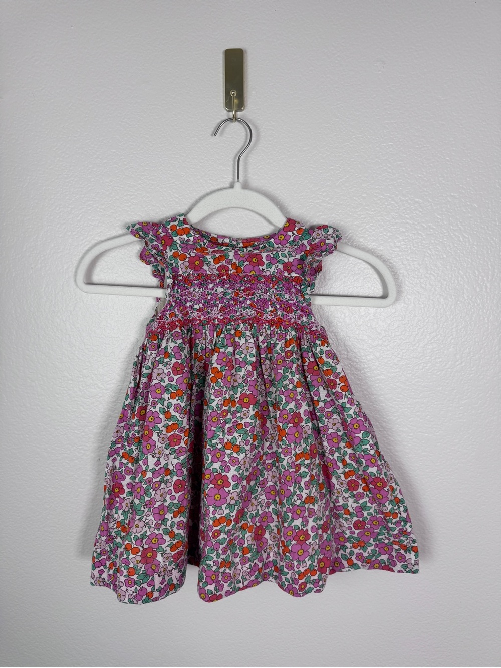 Mini Boden Dress Girls 2-3Y Pink Floral Flutter Sleeve Cottagecore Whimsical - Picture 2 of 6